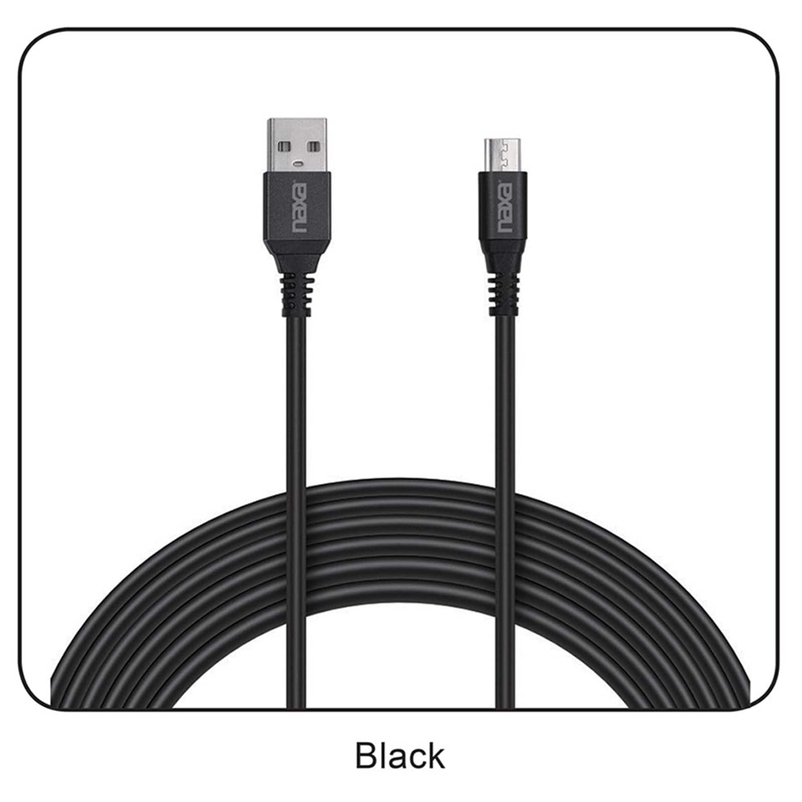 Naxa - 3 Ft. Fast Charge and Sync Round Micro USB Cable IN - Black