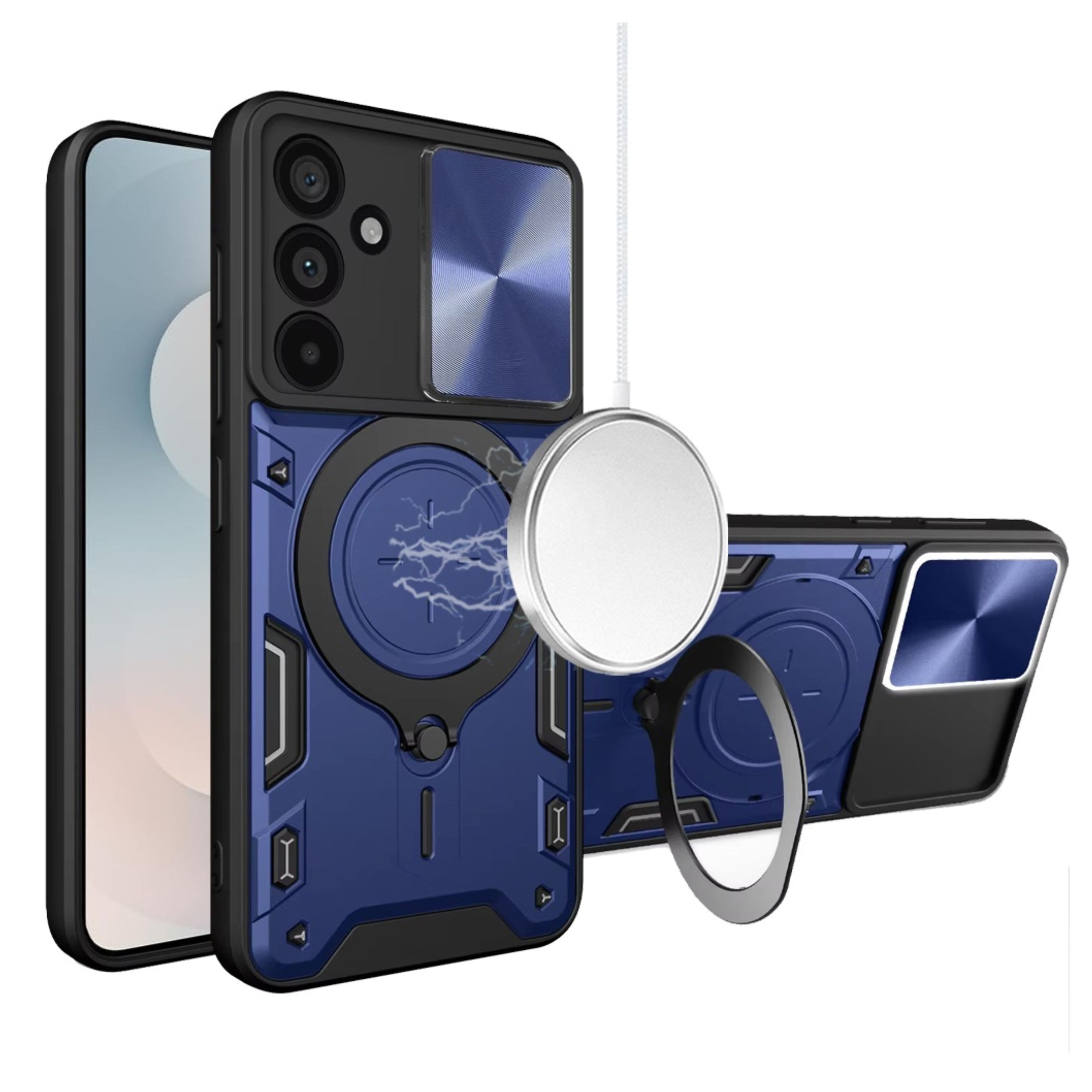 Kitcheniva - Magnetic Ring Camera Lens Protection Phone Case With Tempered Glass For Samsung Galaxy S25 FE - Blue price history on PriceWatchPro