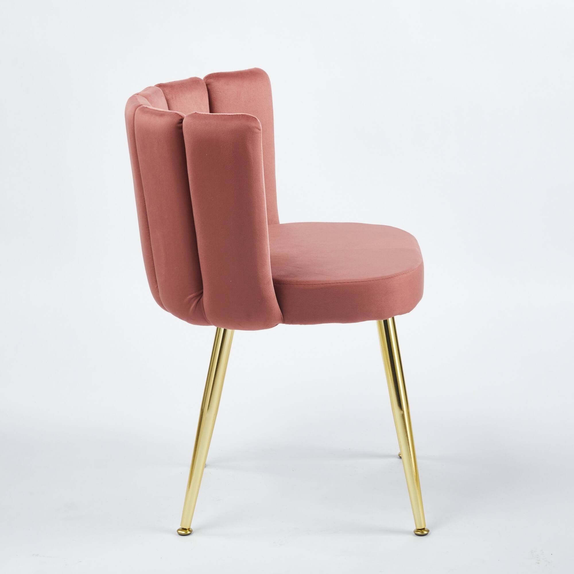 Left. GOODSILO - Elegant Velvet Dining Chairs Set of 2 with Golden Iron Legs for Modern Living Spaces - Pink.