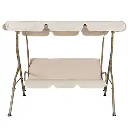 Hivvago - Outdoor Porch Swing Patio Deck Glider with Canopy - Beige