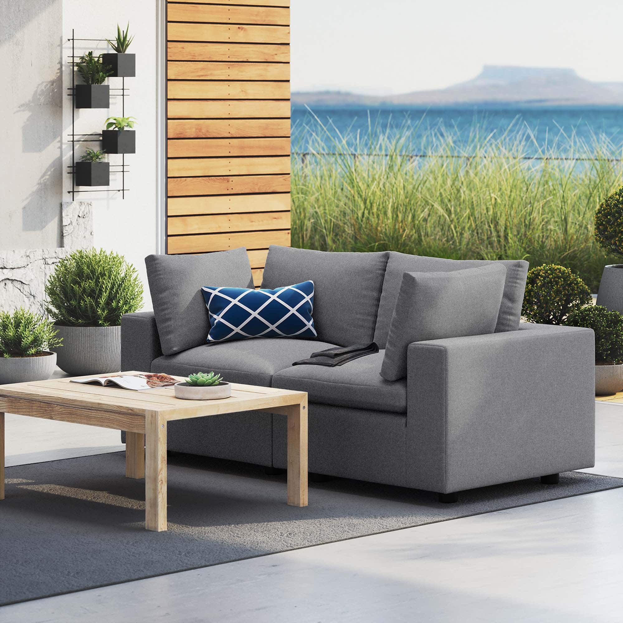Commix Sunbrella® Outdoor Patio Loveseat by Modway - Gray