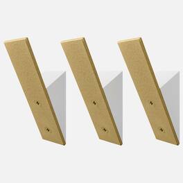 HM 1810 - Wall Coat Hook Rack - Set Of 3 Walnut Wood Metal Decorative Hat Hooks For Hanging Coats Hangers - Gold Pack of 3