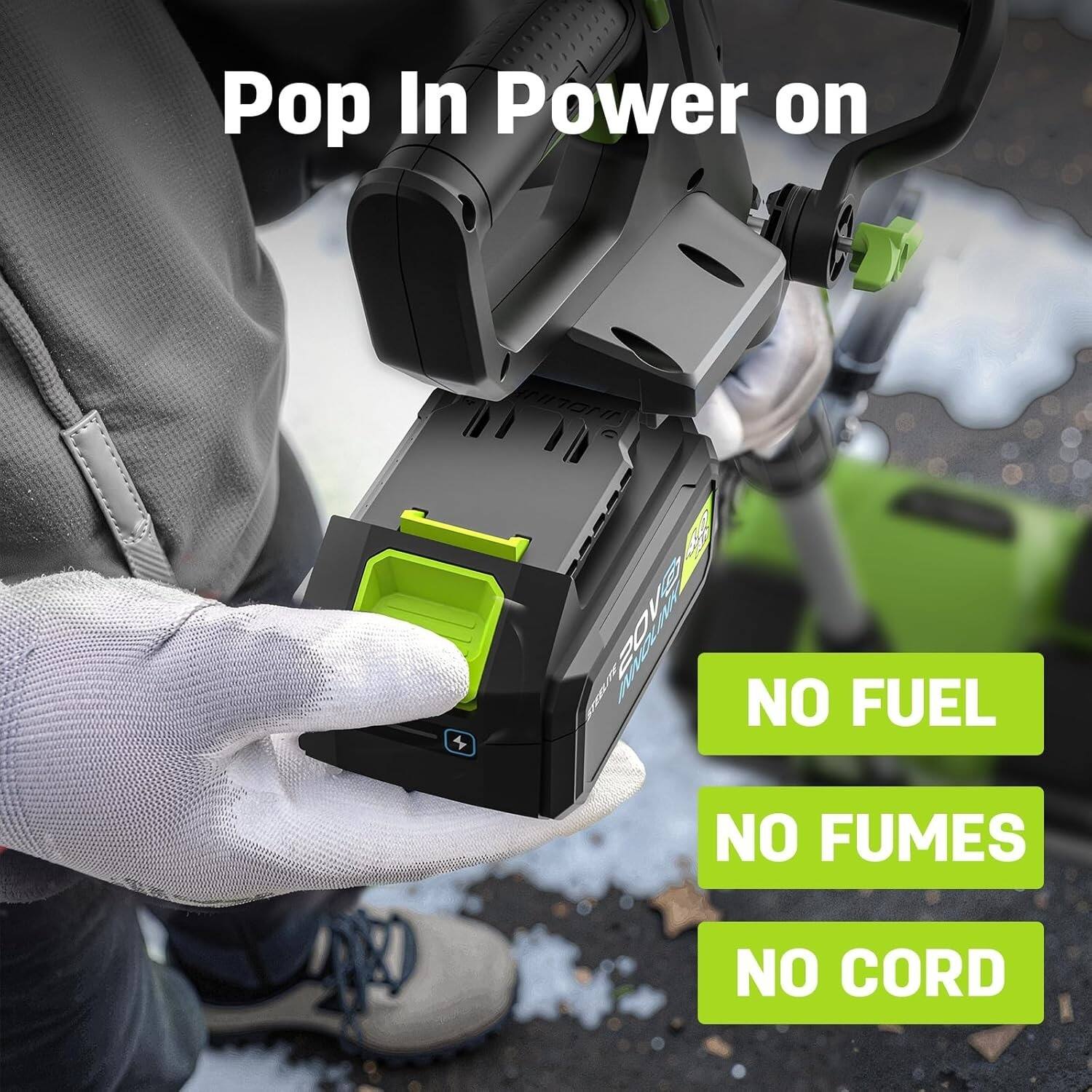 Pop In Power on  
NO FUEL  
NO FUMES  
NO CORD