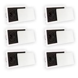 Theater Solutions by Goldwood - TSLCR5 Flush Mount Speakers Dual Woofer in Wall 6 Pack - Paintable White