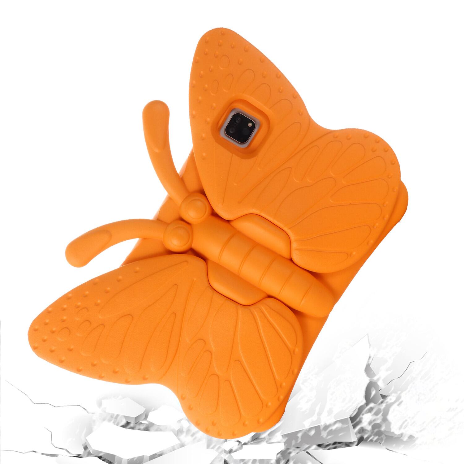 Angle. Dteck - For Apple iPad mini (A17 Pro) 2024/mini 6th Kid Case Butterfly Kickstand Light EVA Full Body Protective Cover - Orange.