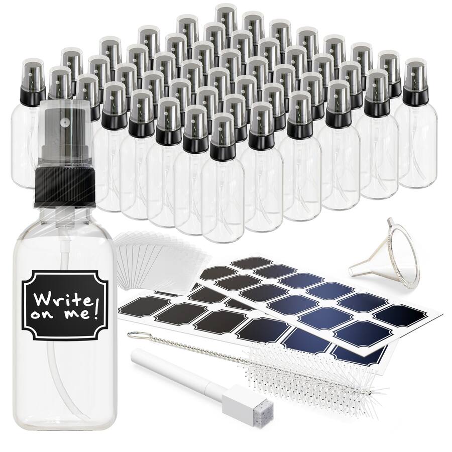 Cap Shring Raper Nevlers 2 Oz. Clear Glass Spray Bottles with Shrink Wrap, Funnel, Brush ...