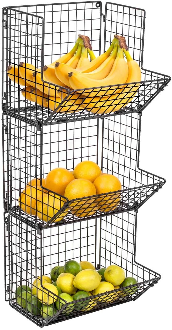 Alt View 2. Sorbus - Sorbus 3-Tier Fruit Basket Stand - for Kitchen Storage, Great for Produce Fruits and Vegetables & Potatos - Black.