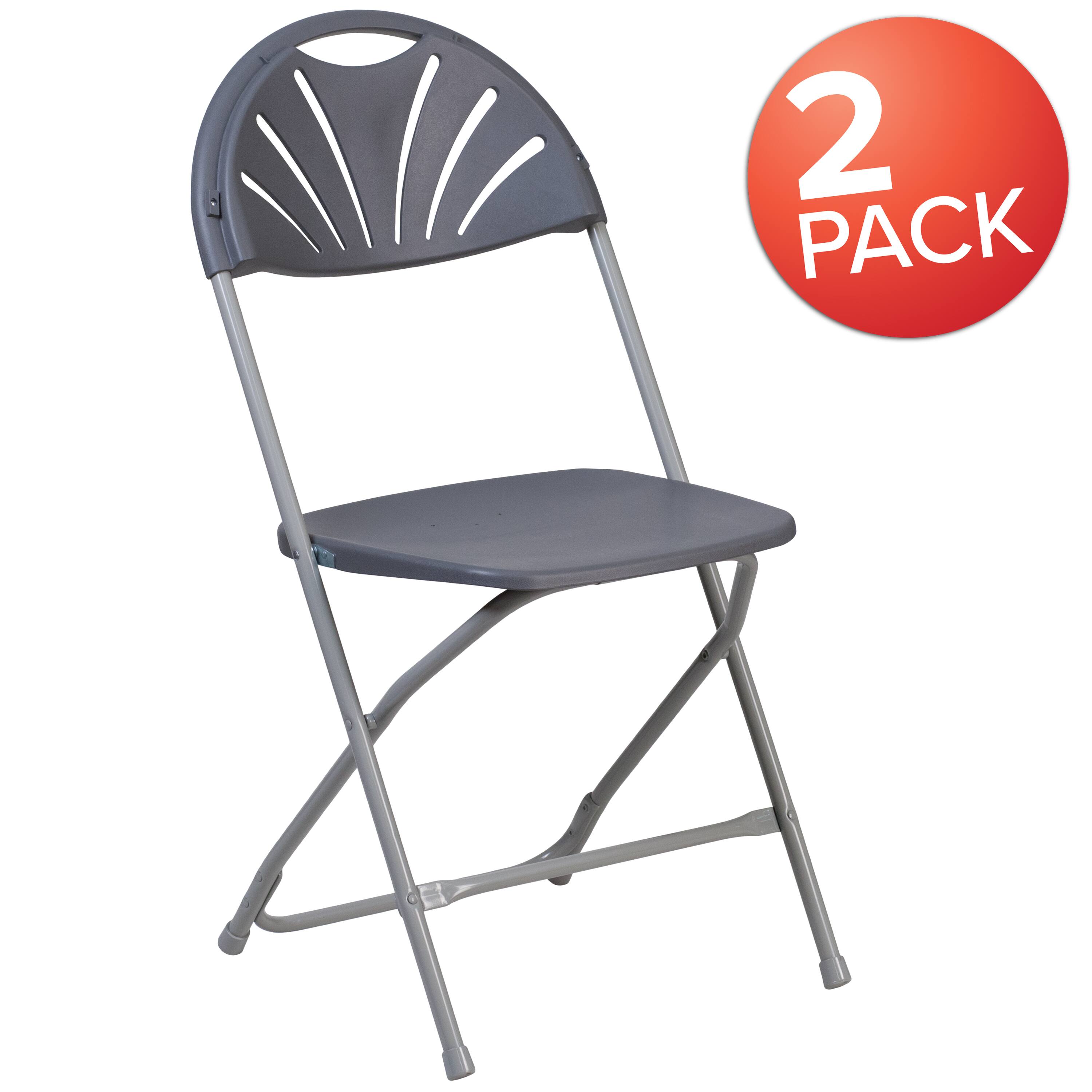 Alt View 1. Emma + Oliver - 2 Pack Wedding Party Event Fan Back Plastic Folding Chair Home Office - Charcoal.