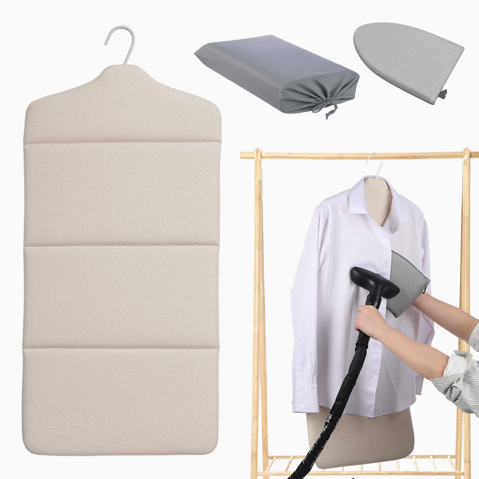 DORLUKFU - Foldable Steam Board with Ironing Glove and Storage Bag 36" x 16" Foldable Steam Board 360° Rotating Hook for High