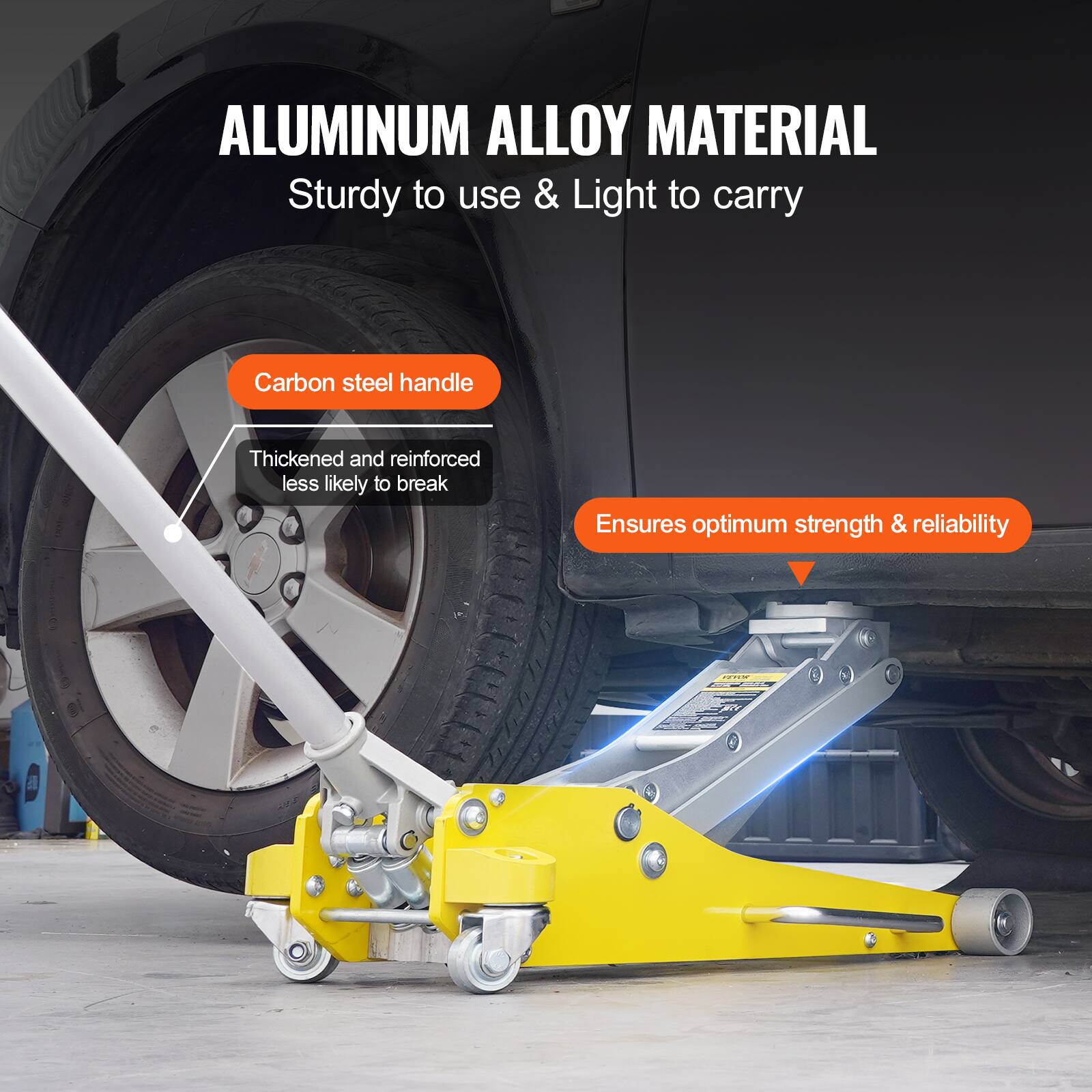 ALUMINUM ALLOY MATERIAL  
Sturdy to use & Light to carry  
Carbon steel handle  
Thickened and reinforced less likely to break  
Ensures optimum strength & reliability