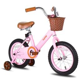 JOYSTAR - Vintage Kids Bike with Basket & Training Wheels, 16 Inch Girls Bike for Ages 4-7, Children Bicycles - Pink