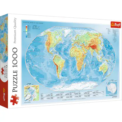 1000 PUZZLE
Trefl Quality
Premium
1000 PUZZLE
PHYSICAL MAP OF THE WORLD
ARCTIC OCEAN
ATLANTIC OCEAN
INDIAN OCEAN
PACIFIC OCEAN
SOUTHERN OCEAN
Trefl