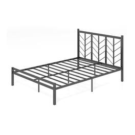 Sugift - Queen Size Platform Bed with Headboard and Metal Frame-Queen Size - Black