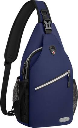 mosiso - Sling Backpack Multipurpose Crossbody Shoulder Bag Travel Hiking Daypack - Navy Blue