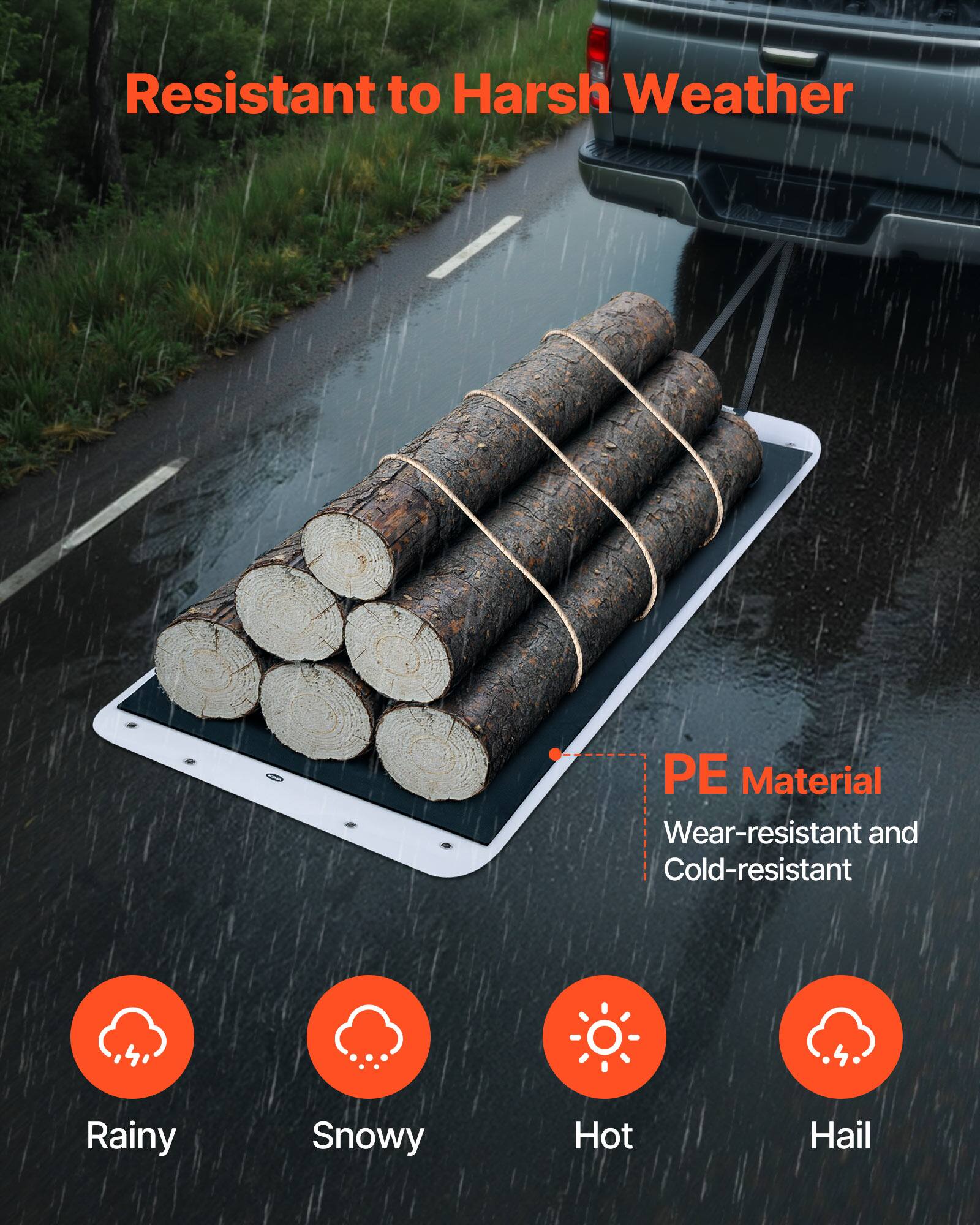 Resistant to Harsh Weather

PE Material

Wear-resistant and Cold-resistant

Rainy Snowy Hot Hail