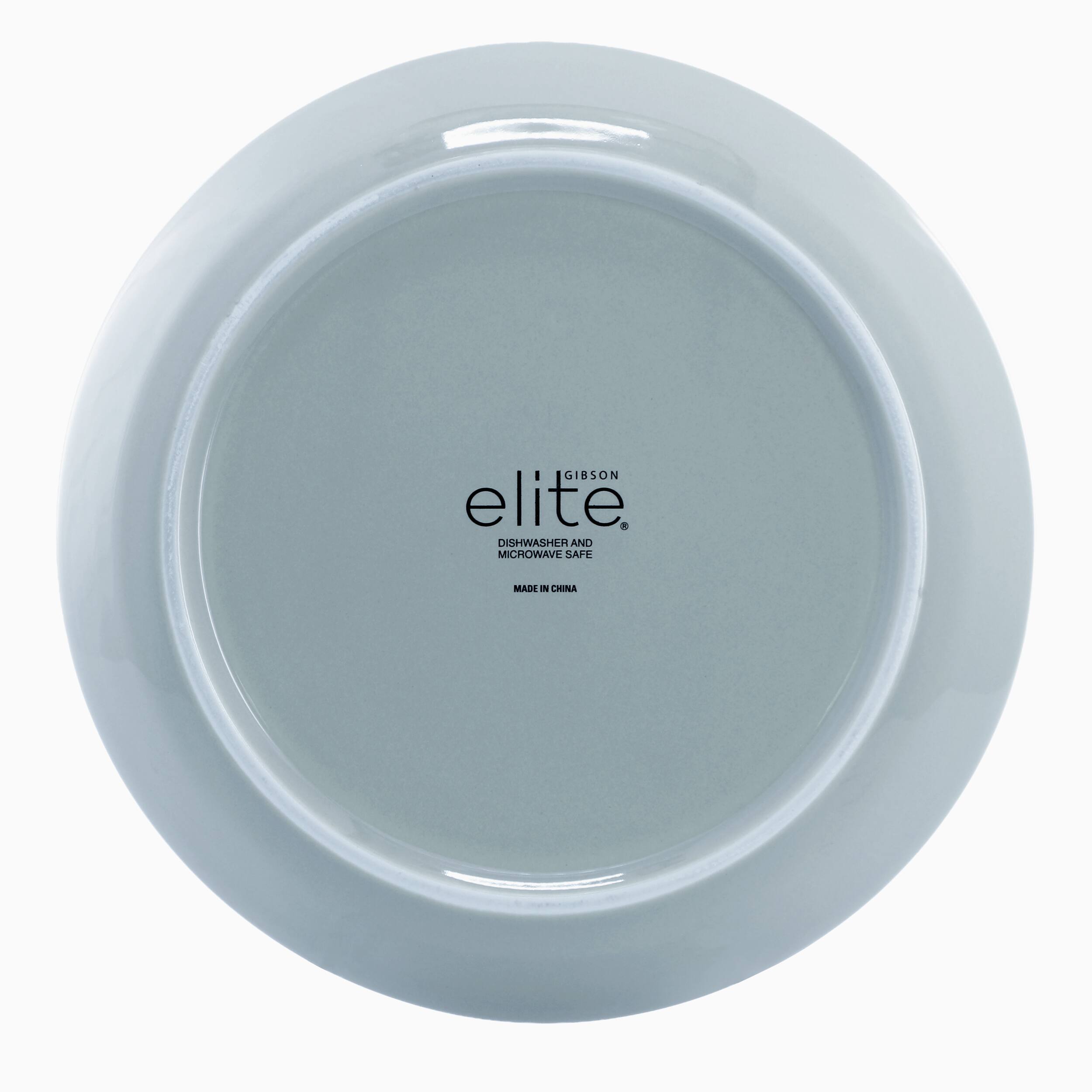 GIBSON elite.  
DISHWASHER AND MICROWAVE SAFE  
MADE IN CHINA