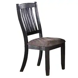 Manhattan Lane - 23 Inch Wood Dining Chair, Set of 2, Slatted Back, Cushioned Seat - Gray, Black