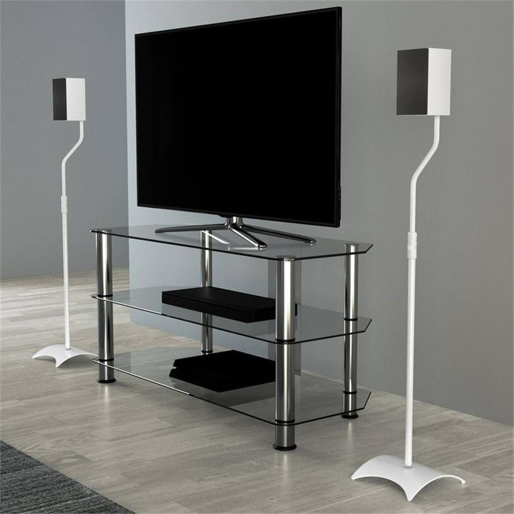 Alt View 2. AVF - Steel Speaker Floor Stands with Adjustable Height (Set of 2) - White.