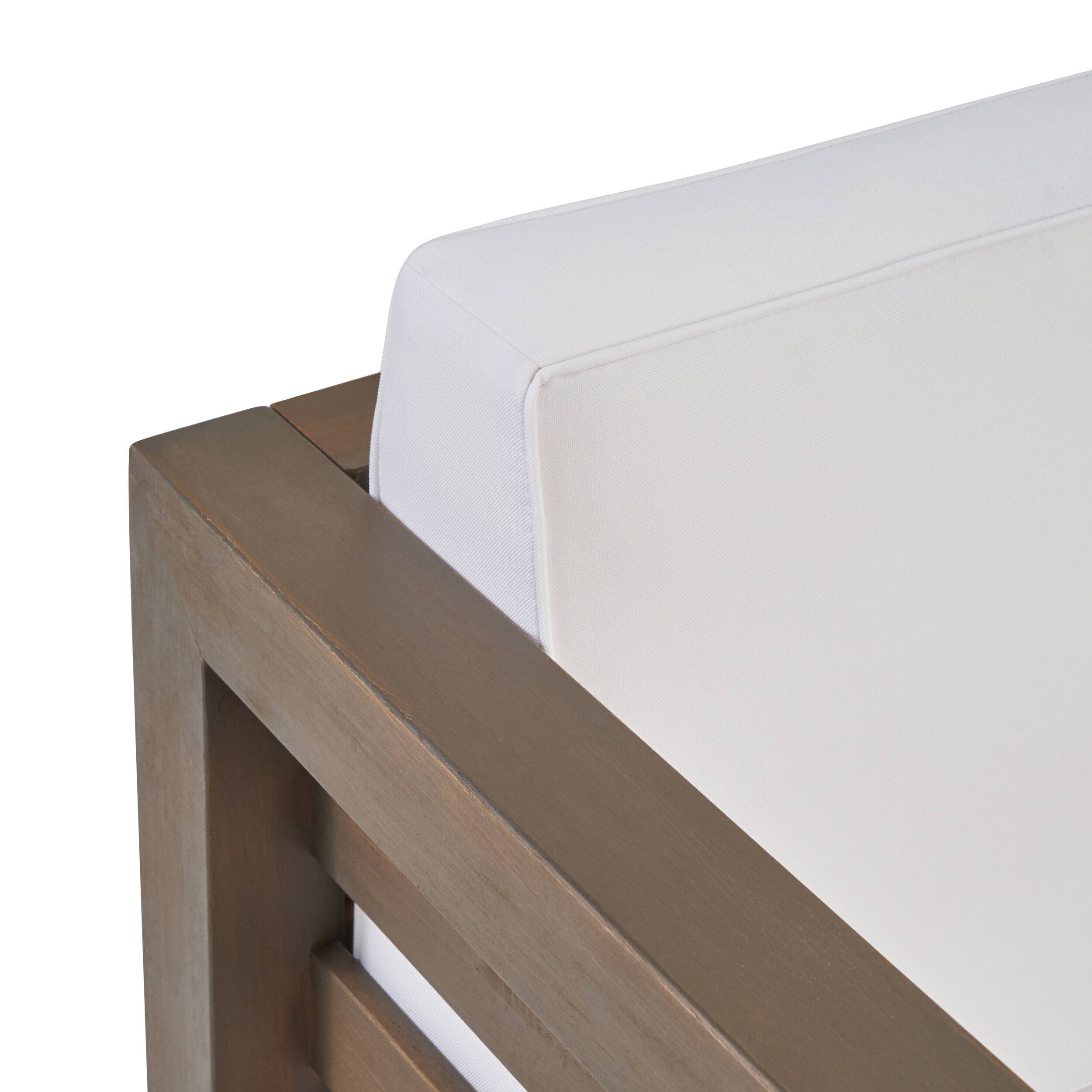 Alt View 4. Mondawe - Acacia Wood Club Chair with Waterproof Cushions - White.