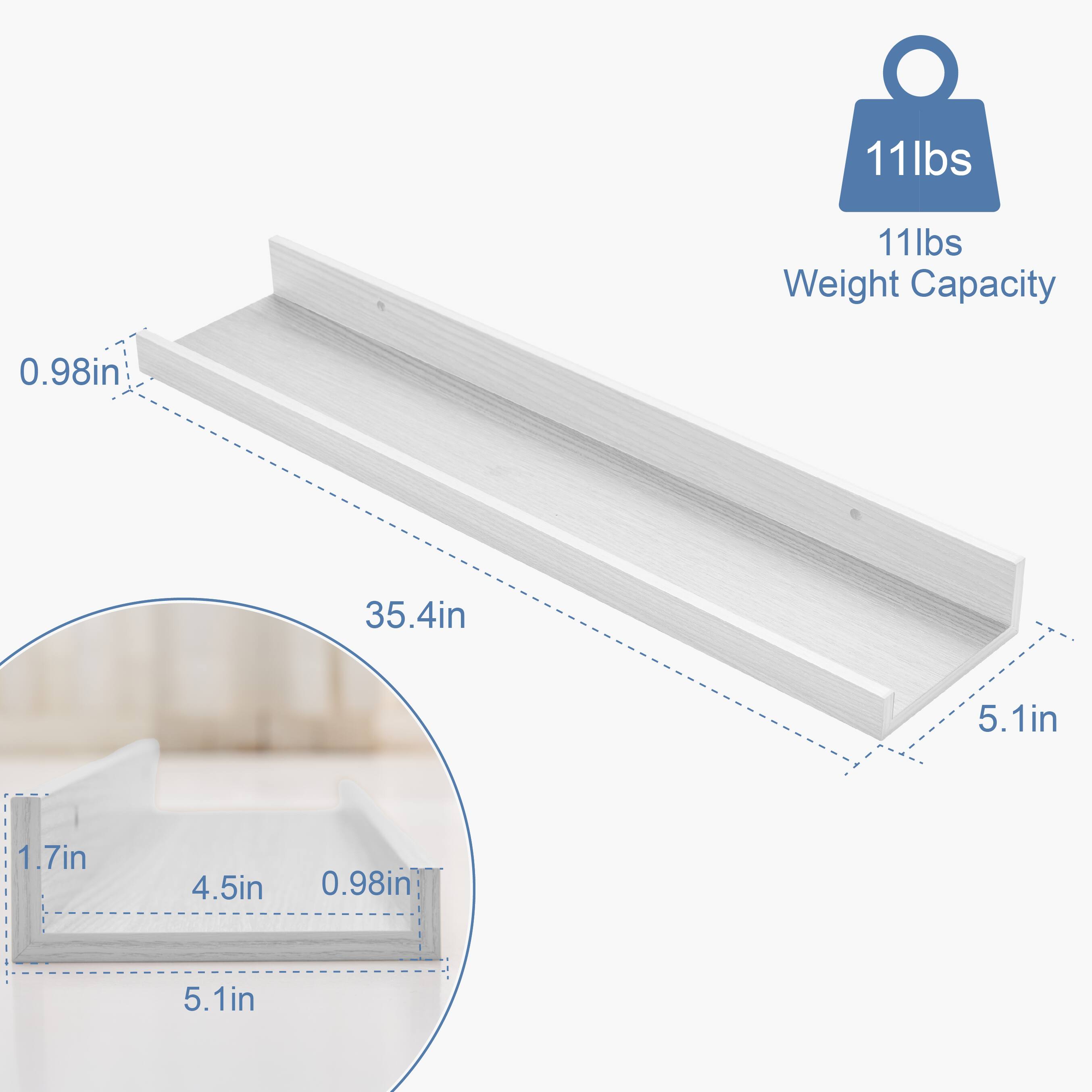11 lbs  
11 lbs Weight Capacity  

0.98 in  
35.4 in  
5.1 in  
1.7 in  
4.5 in  
0.98 in  
5.1 in