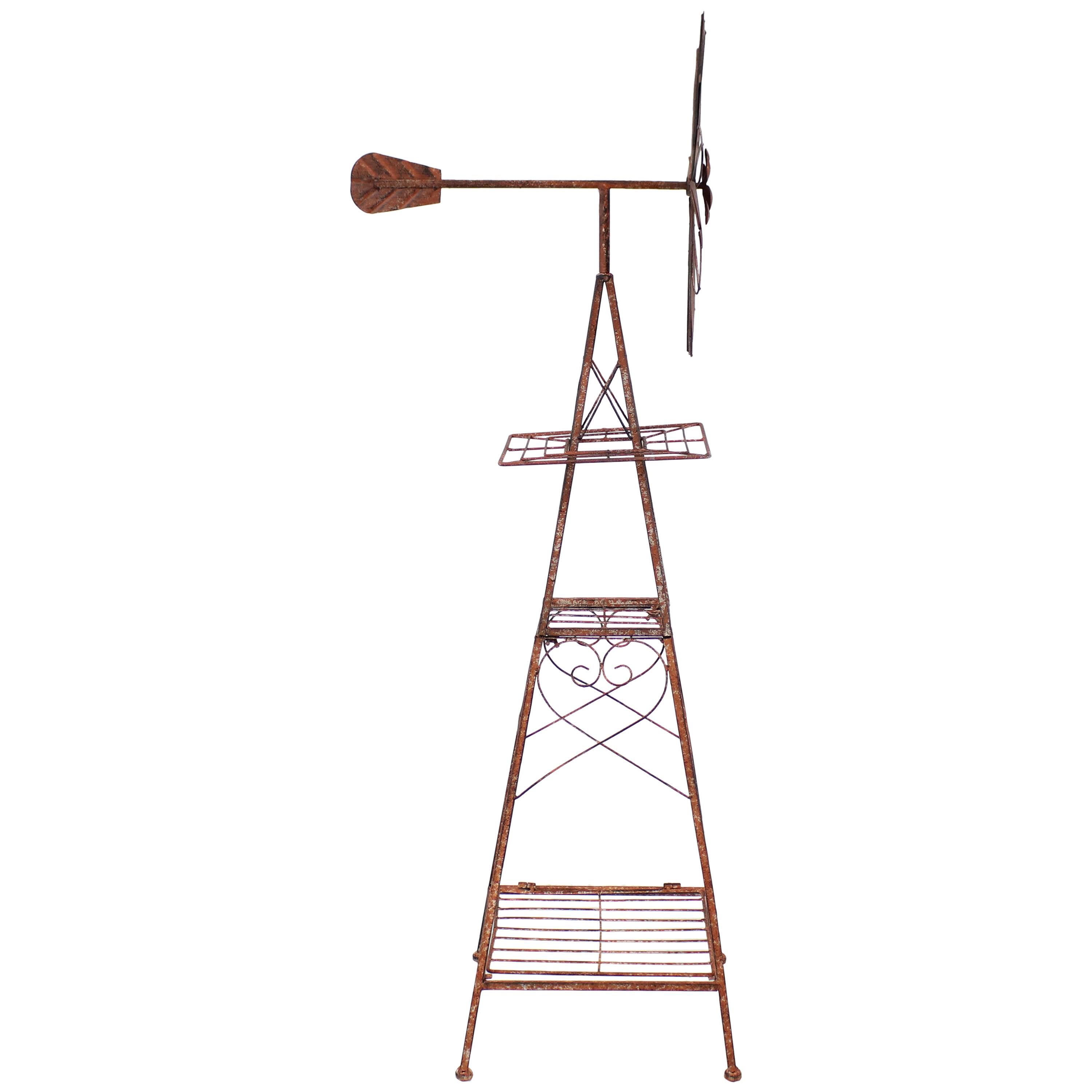 Alt View 7. Sunnydaze - Rustic Windmill Indoor/Outdoor Metal Garden Statue - 51 in - Brown.