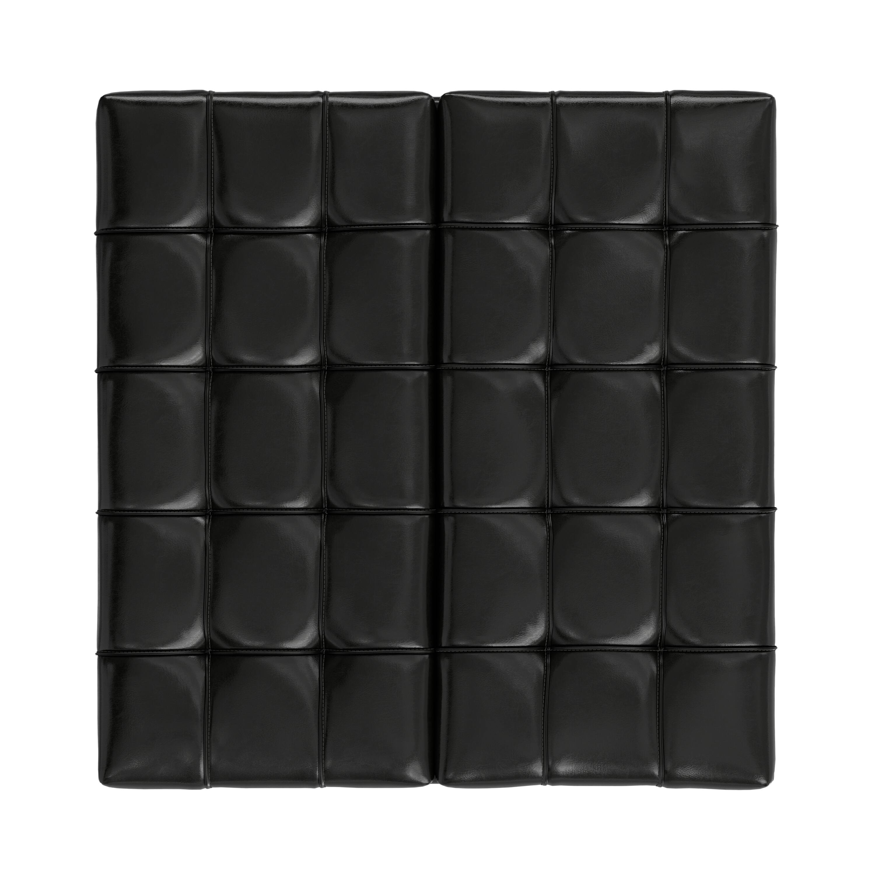 Alt View 2. Simpli Home - Laura 36 inch Transitional Square Mid Century Lift Top Storage Ottoman in Midnight Black Vegan Faux Leather, Assembled - Midnight Black.