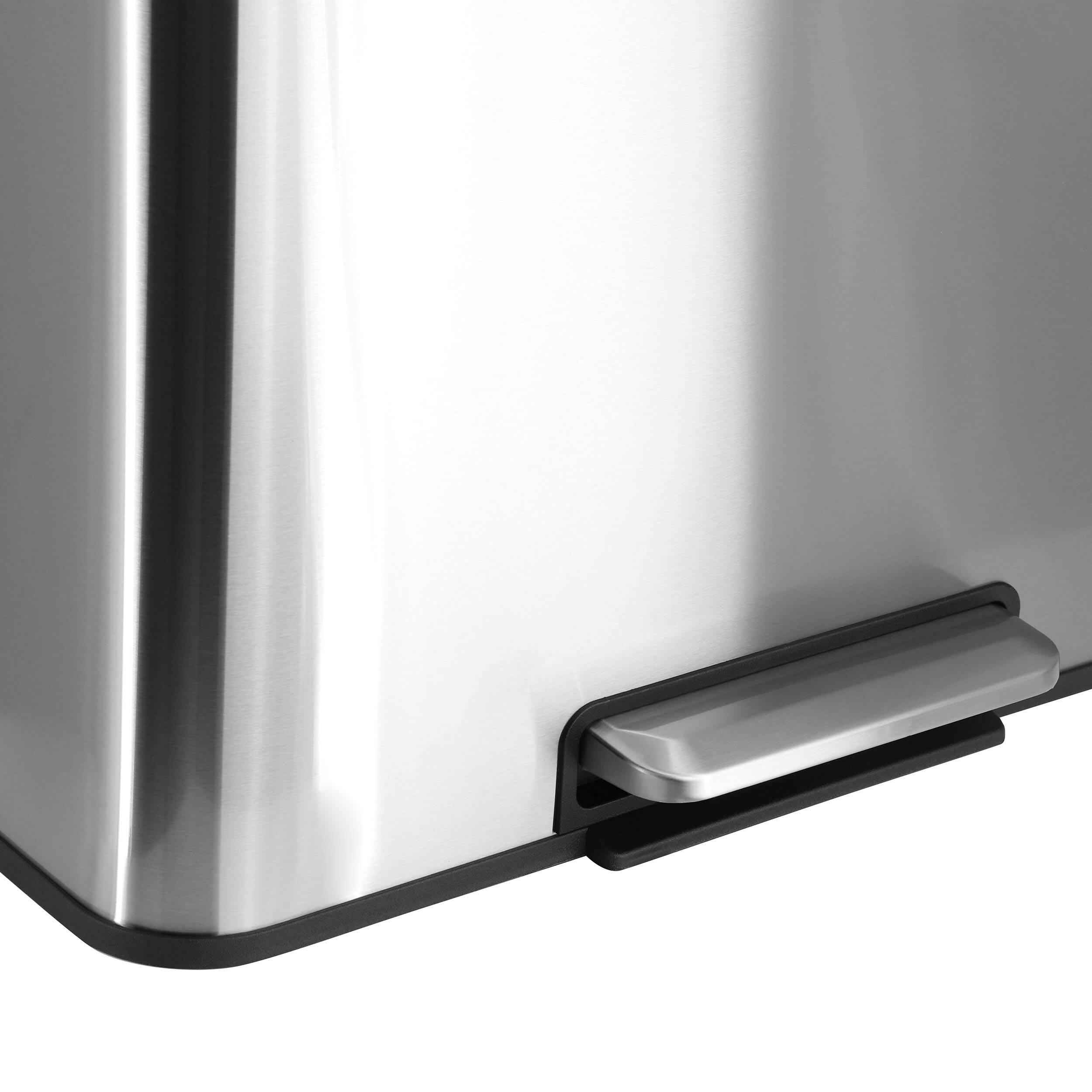 Alt View 5. Elama - Elama 60 Liter 2 Compartment Large 8 Gallon Split Stainless Steel Step Trash Bin with Slow Close Mechanism - Silver.