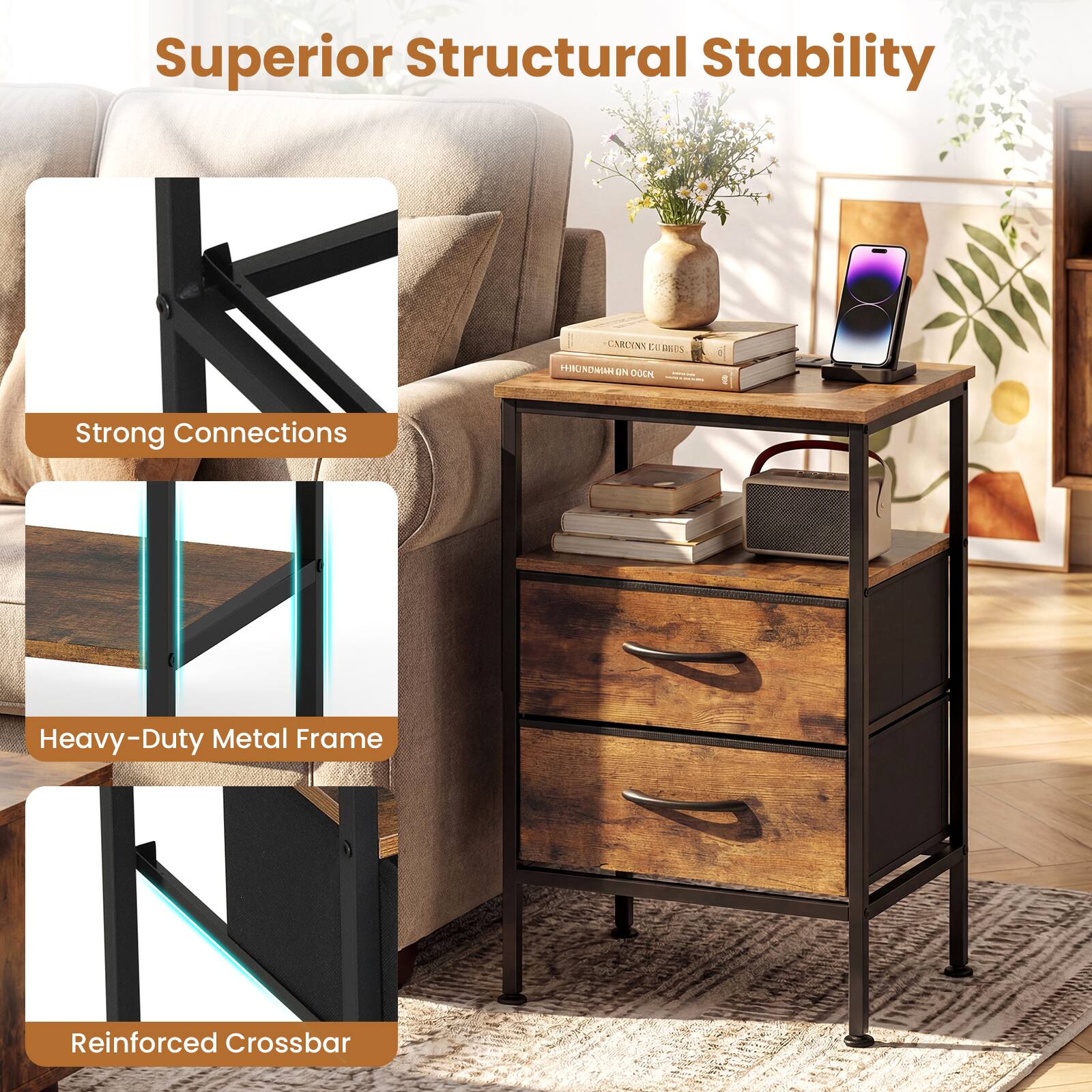Superior Structural Stability

Strong Connections

Heavy-Duty Metal Frame

Reinforced Crossbar