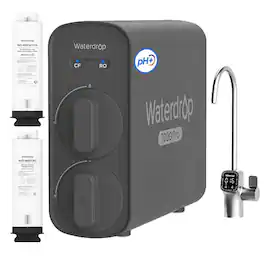 Waterdrop - G5P700A-Pro Alkaline Mineral pH+ Reverse Osmosis Dual Flow Water Filtration System, Extra RG17W-CFA & RG17-RO Filters - Black