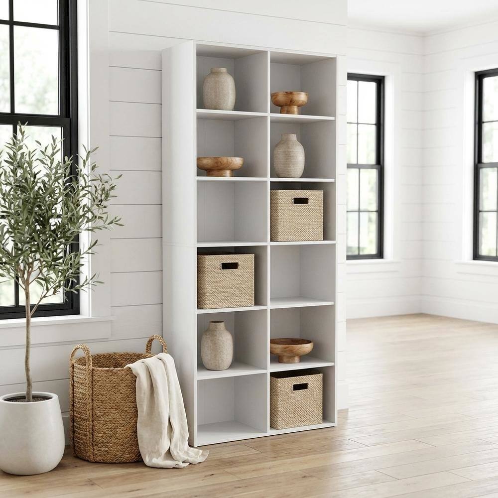Angle. FurniFact - Engineered Wood Bookcase with Engineered Wood Finish for Home and Office Use - Plain White.