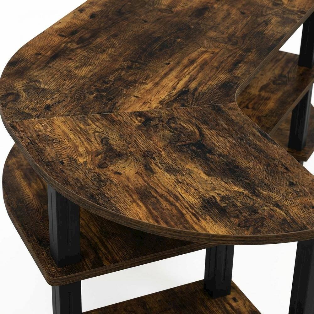 Alt View 4. FurniFact - Wood TV Stand with Amber Pine and Black Finish for Living Room Storage - Brown Black.