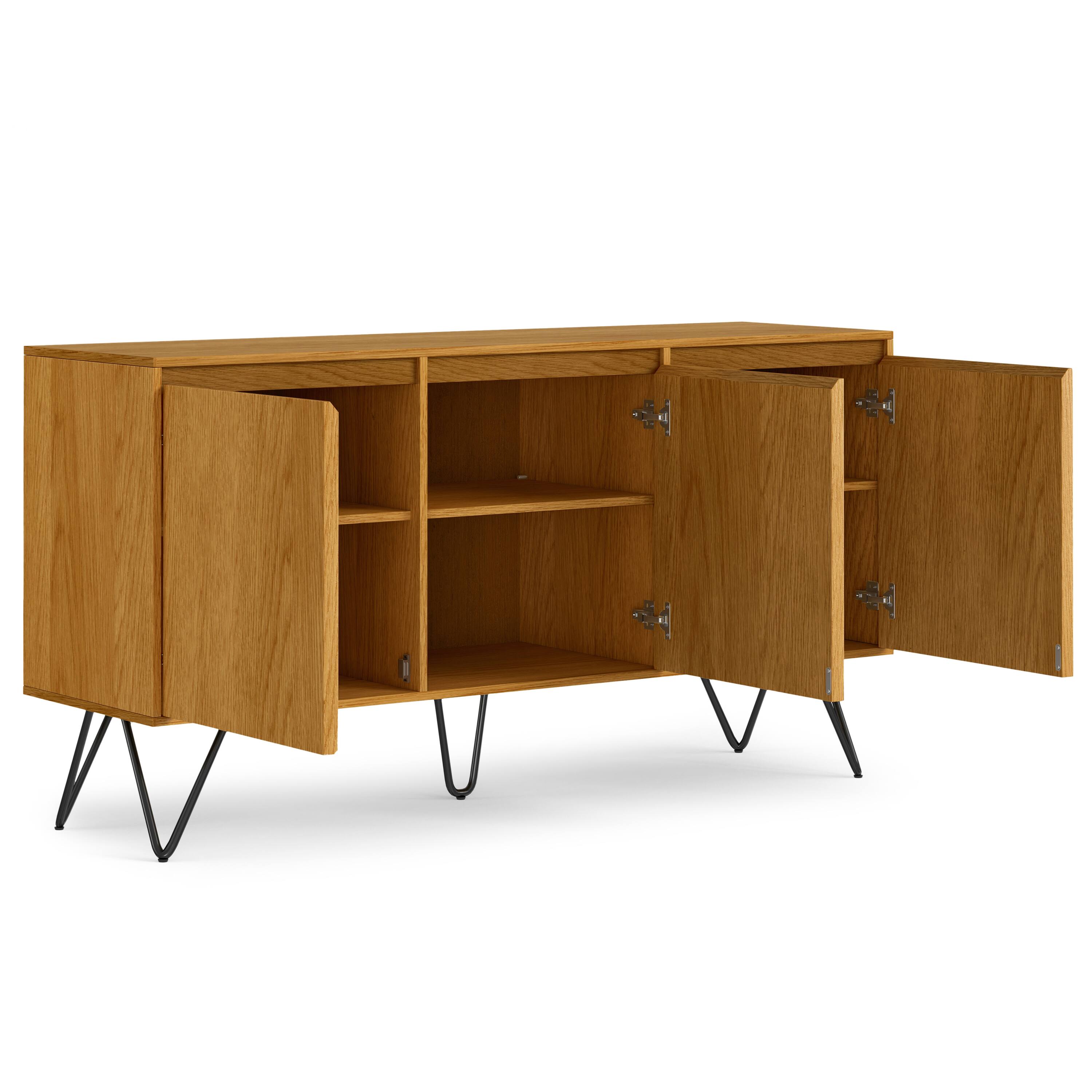 Back. Simpli Home - Hunter 3 Door Sideboard Buffet in Oak Veneer - Oak Veneer.
