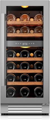 Ca'Lefort - 15 Inch Wine Fridge,28 Bottle Glass Door Wine Cooler, 40-65°F Dual Zone Wine Refrigerator,3 Color LED, Built-in - Stainless Steel