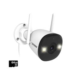 Defender - AI POWERED 4K Guard Pro Wi-Fi 6 Plug-in Security Camera with 64GB SD Card - White