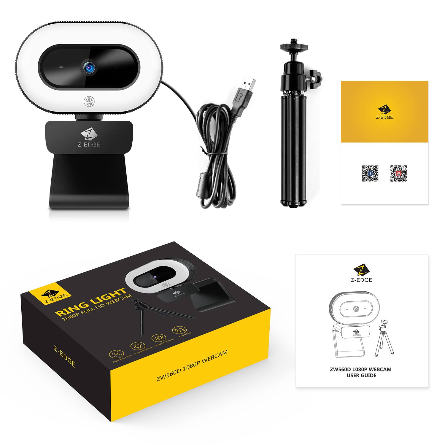 Z Edge ZW560D 1080P Webcam Auto Focus Web Camera for PC