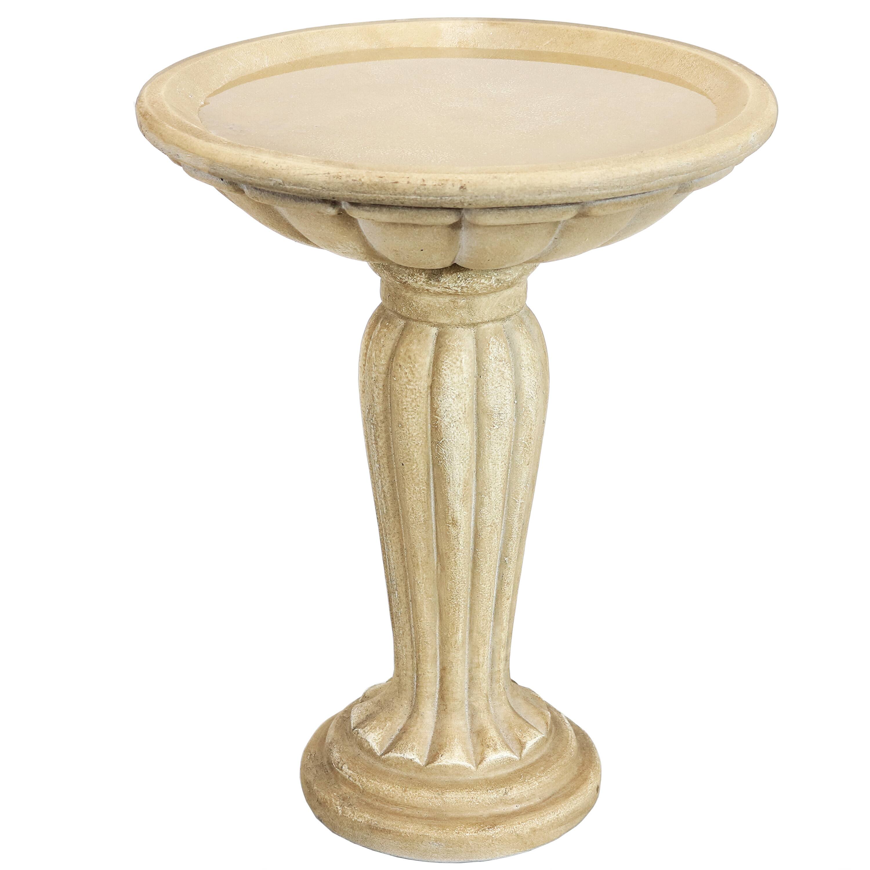 Alt View 10. Sunnydaze - Grecian Glass Fiber Reinforced Concrete Bird Bath - 16 in - Antique White.