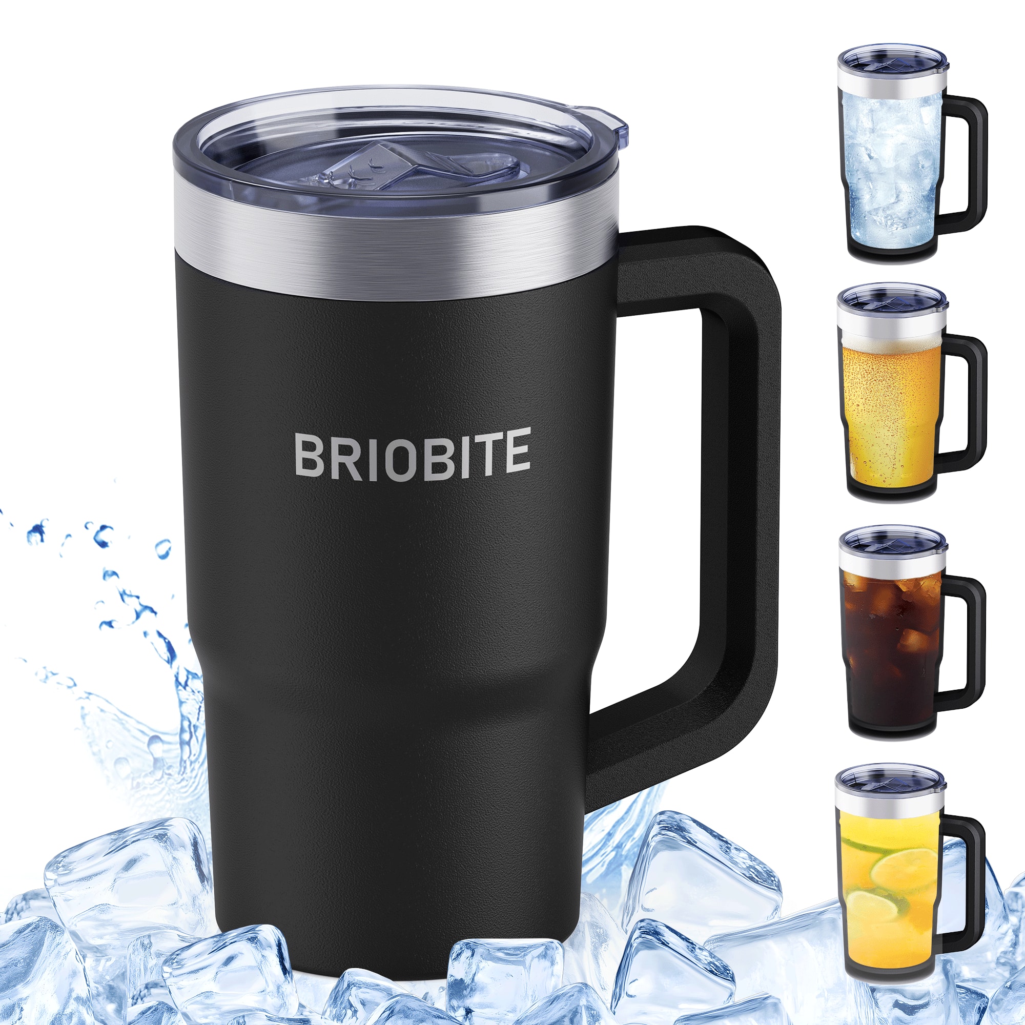 BRIOBITE - 2-in-1 Freeze & Insulated Steel Mug with Lid, 16oz Cup and 25oz Vacuum Mug, BPA-Free for Beer, Soda Cold Drinks - Black price history on PriceWatchPro