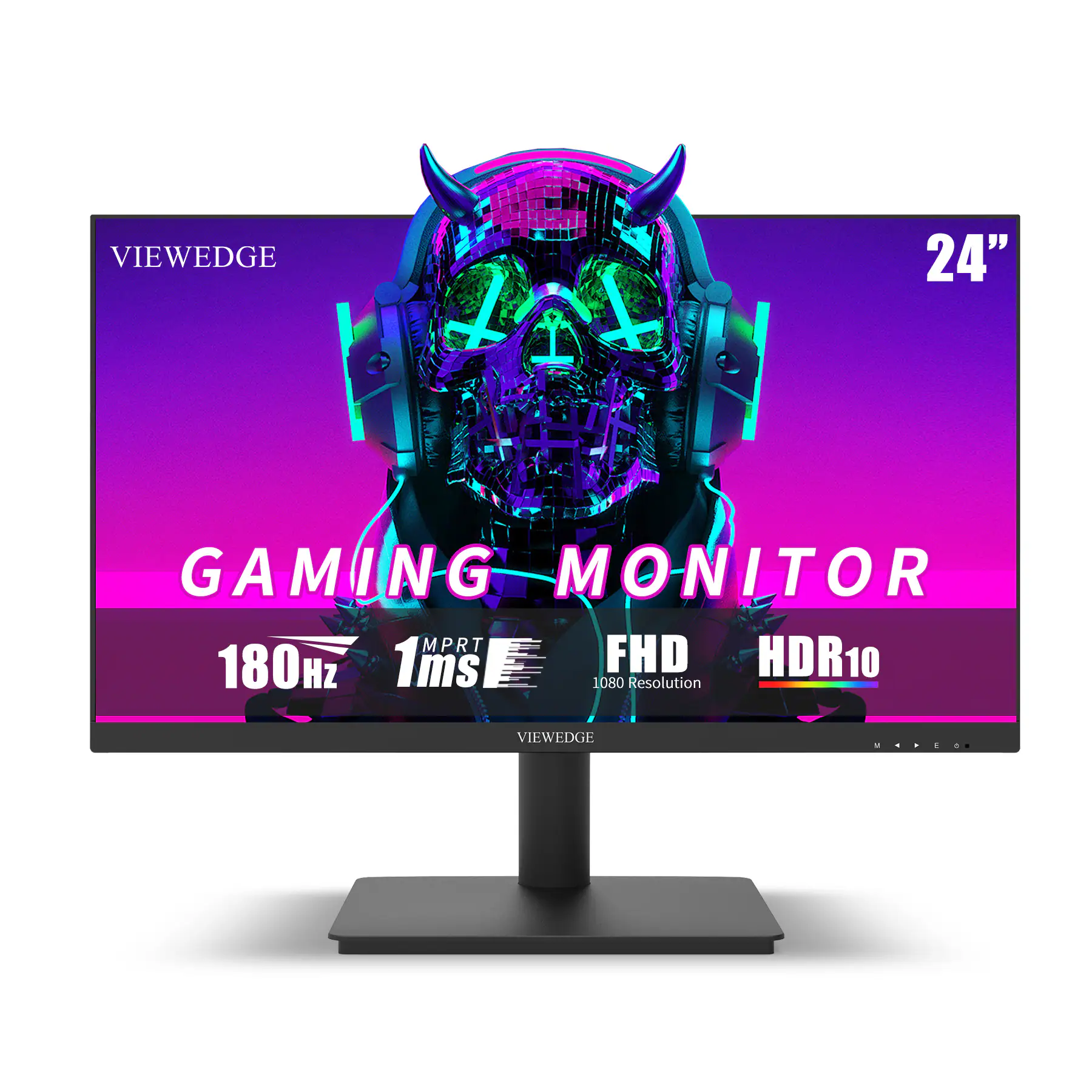 Viewedge - 24" Gaming Monitor with 180Hz VA 1ms FHD 1080p Computer Monitor 100% sRGB, 2 HDMI & 1 DP Port - Black
