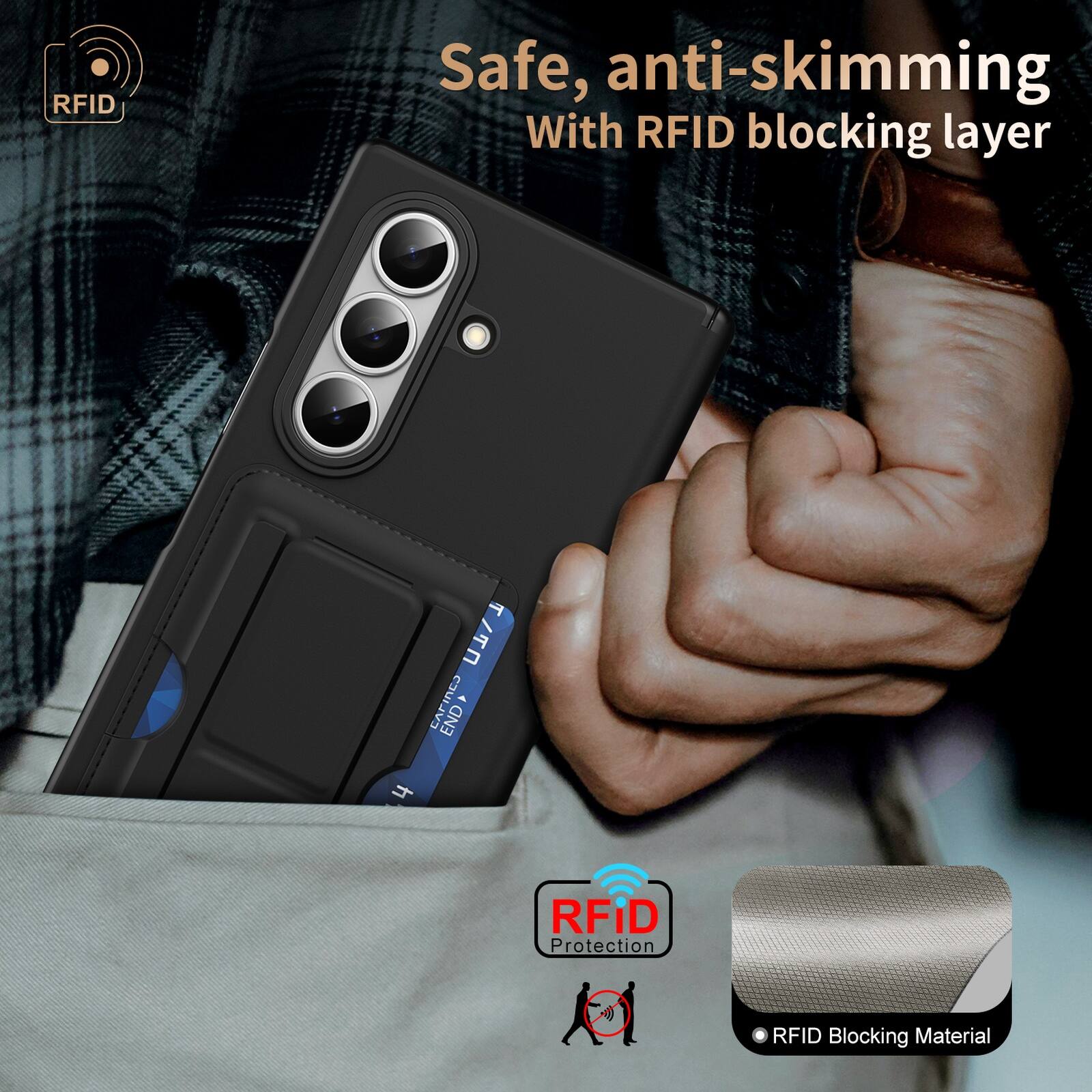 RFID Safe, anti-skimming With RFID blocking layer  
RFID Protection  
RFID Blocking Material