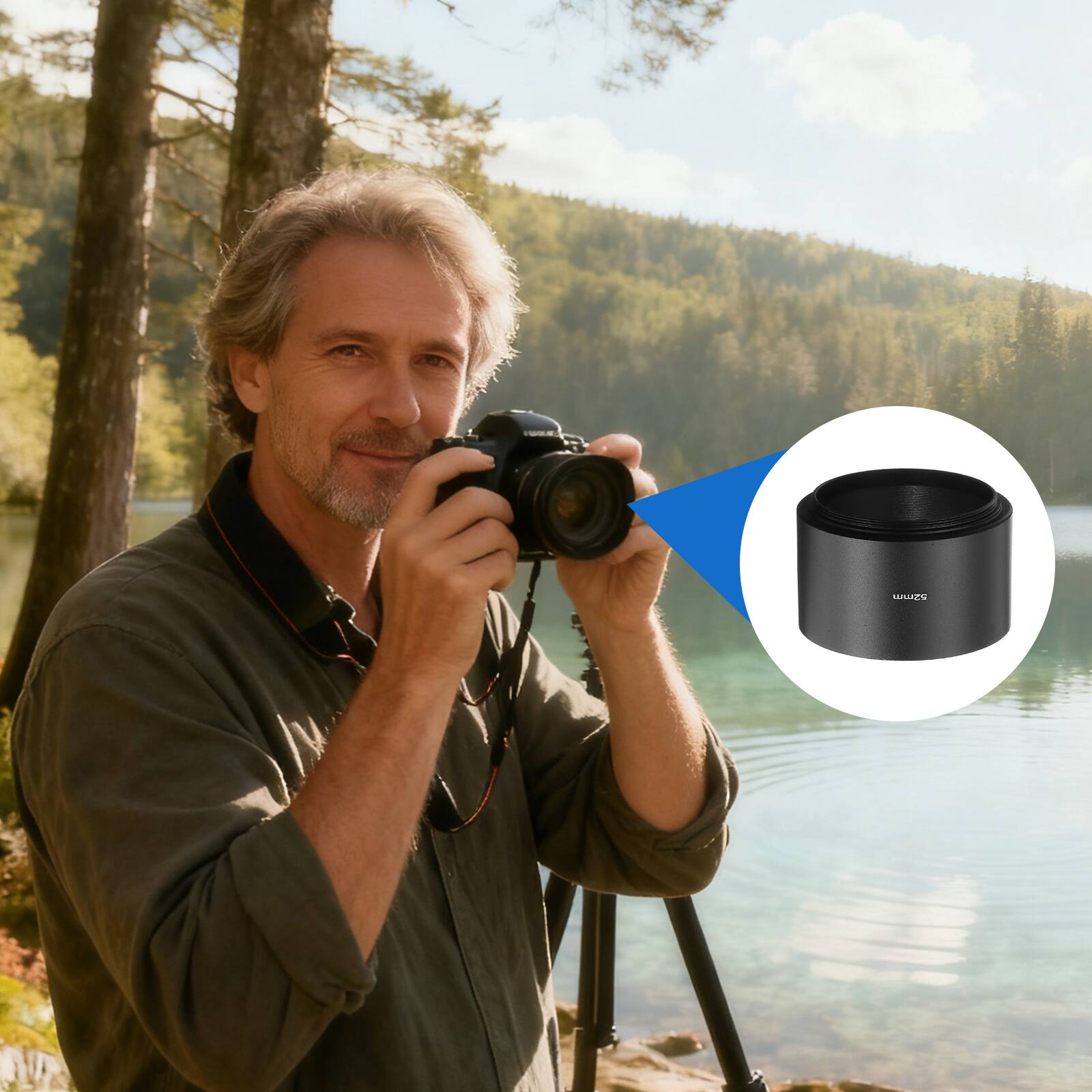 Alt View 5. Unique Bargains - 2pcs Lens Hood Shade, 52mm Long-focus Metal Camera Cap Shade with Cleaning Cloth & Pen - Black.