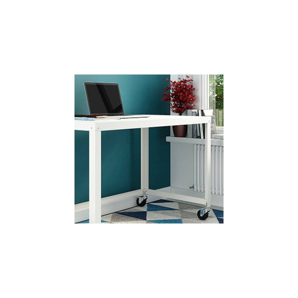 Alt View 5. Space Solutions - Space Solutions Assembled 48-inch Wide Mobile Metal Desk for Home Office, Navy - Blue.