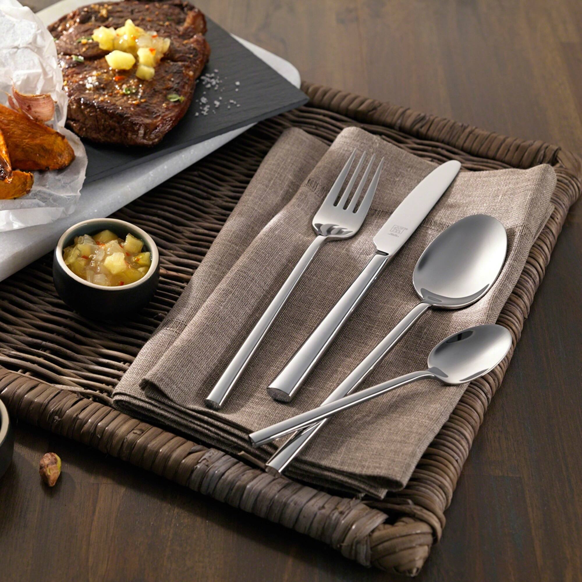 Alt View 6. ZWILLING - ZWILLING Opus 65-pc 18 10 Stainless Steel Flatware Set - Stainless Steel.