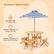 Product Dimension
Suitable Age: 3+ Years Old
Weight Capacity of Table: 220 lbs
Weight Capacity of Each Stool: 220 lbs
Dimensions:
- Umbrella: 50"/51" diameter, 68" height
- Table: 35.5" width, 21" depth
- Stool: 10" width, 7" height, 14" depth