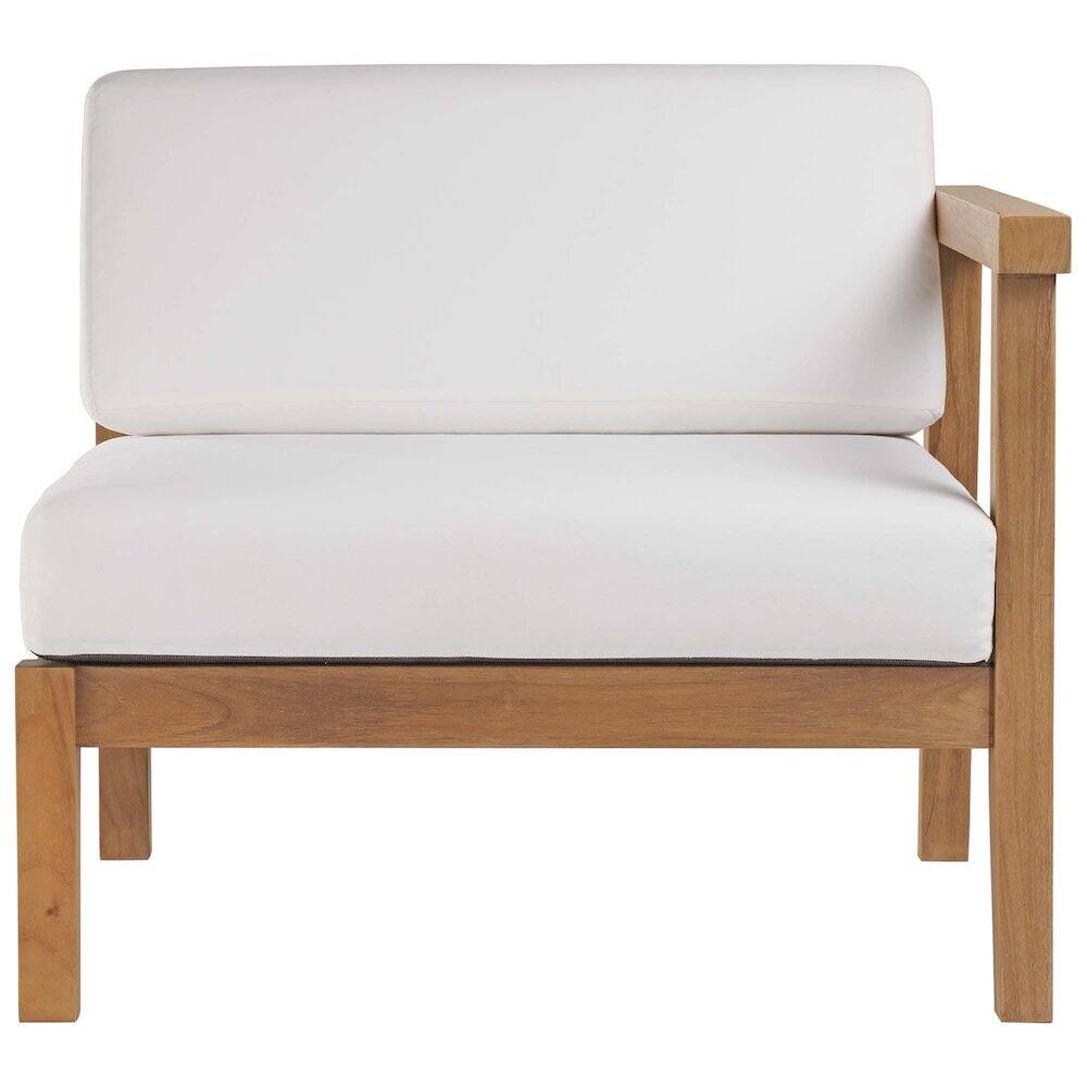 Back. Modway - Bayport Outdoor Patio Teak Wood Right-Arm Chair - White.