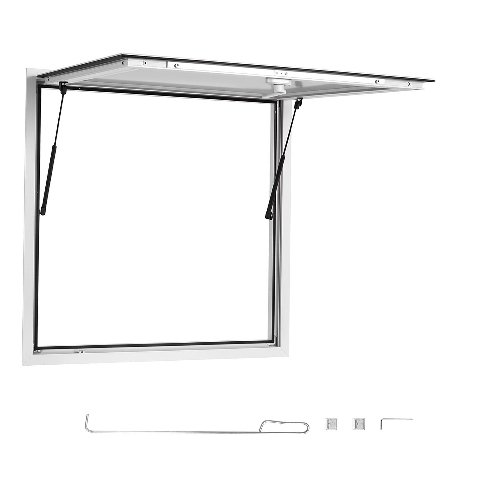 Alt View 5. VEVOR - Concession Window 36x36 in Aluminum Alloy Frame Service Window, for Food Truck, Up to 85 Degrees Stand Serving - White.