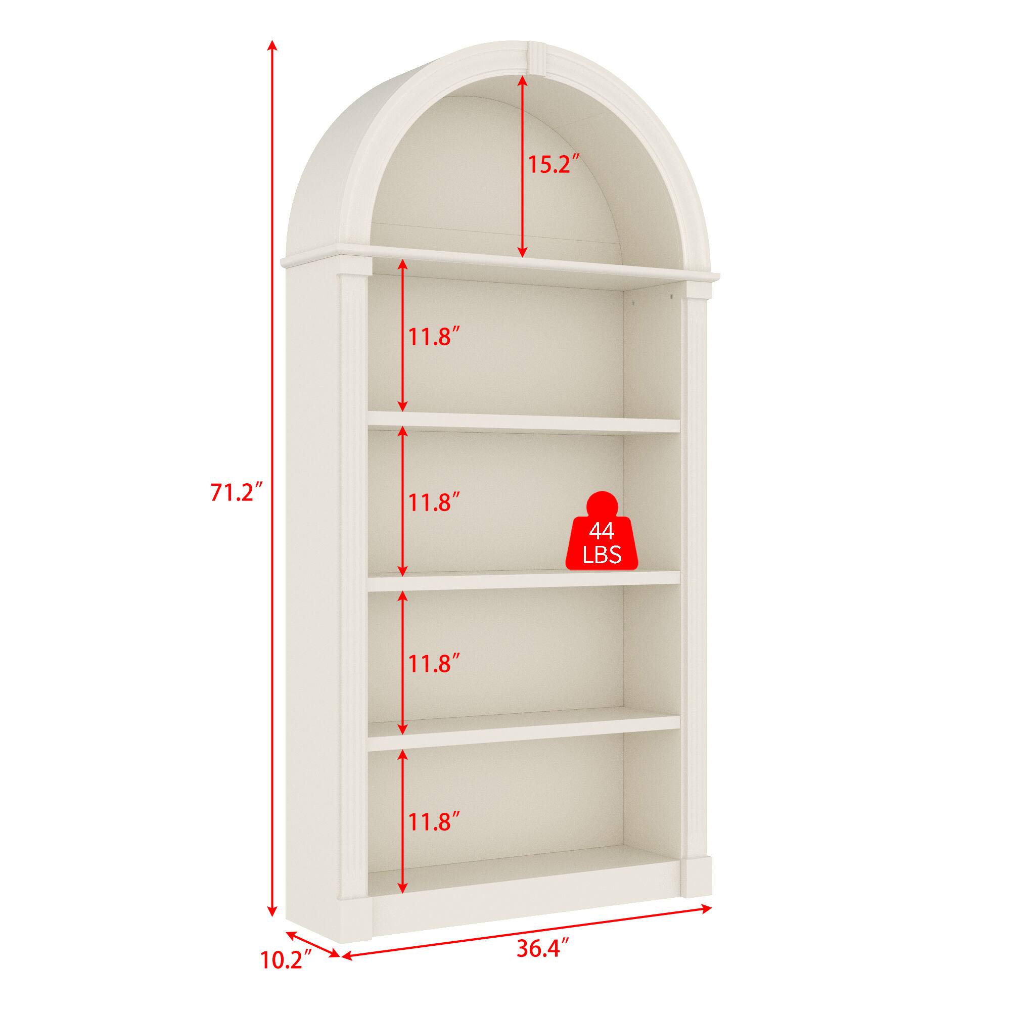 - Height: 71.2"
- Width: 36.4"
- Depth: 10.2"
- Shelf Height: 11.8"
- Shelf Capacity: 44 LBS
- Top Shelf Height: 15.2"