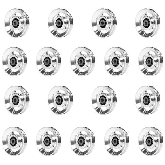 Alt View 2. Mikolo - Pulley system for home gym, Aluminum Pulley Wheel Universal Alloy Bearing for Cable Machine Gym Equipment Part 21PCS - Silver.