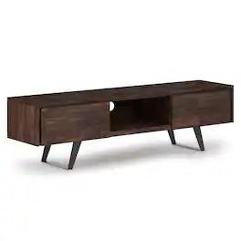 Simpli Home - Lowry SOLID ACACIA WOOD 72 inch TV Media Stand For TVs up to 80 inches - Distressed Charcoal Brown