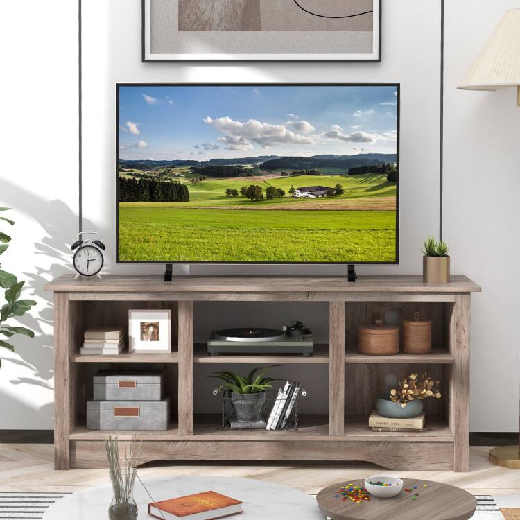 Left. SlickBlue - TV Stand for up to 65 Inch TVs with 18 Inch Electric Fireplace and Adjustable Shelves - Grey.