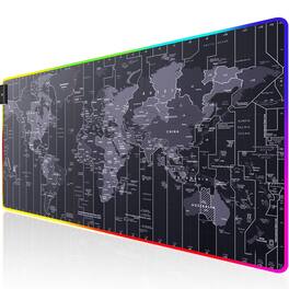 Comfort Essence - Large Gaming Mouse Pad With Stitched Edges Oversized Mousepad Superior Micro-weave Cloth Non-slip Base Water - RGB Map-31.5L x 15.7W inches